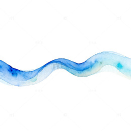 蓝色波浪水彩装饰图案