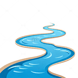 蜿蜒河流卡通插画