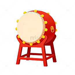 卡通红色大鼓