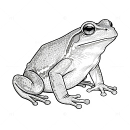 黑白线描青蛙插画素材