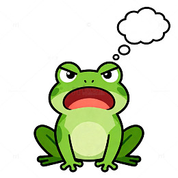 卡通青蛙思考气泡矢量图