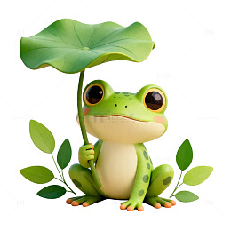 卡通风青蛙荷叶插画素材