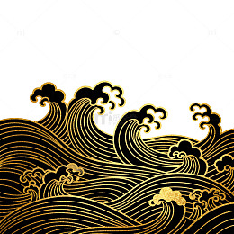 金色海浪艺术插画