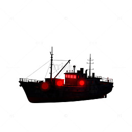 剪影风格渔船插画