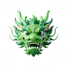 绿色龙首卡通形象设计素材