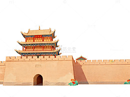 古中国建筑城墙模型