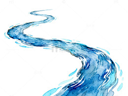 水彩波浪线艺术插画