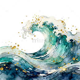 水彩海浪艺术画作