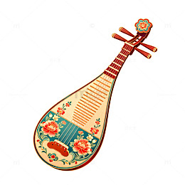古典花纹琵琶乐器插画