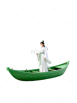 古风女子荷塘小舟模型