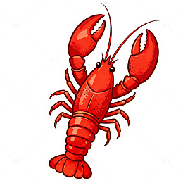 卡通红色龙虾插画素材