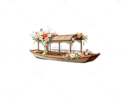 古风花船手绘插画