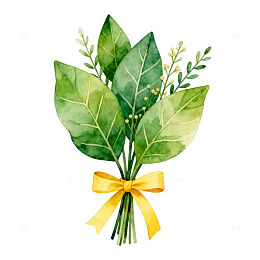 水彩绿植花束装饰图案