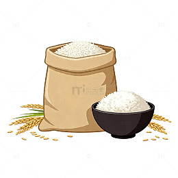 米袋米饭插画素材