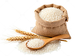 麻袋大米与麦穗图片