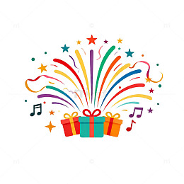 彩色烟花礼物音乐庆祝图