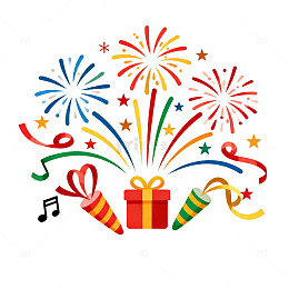 欢庆节日彩带烟花图案