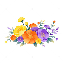 多彩花卉装饰图案插画素材