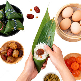 传统端午节包粽子食材准备
