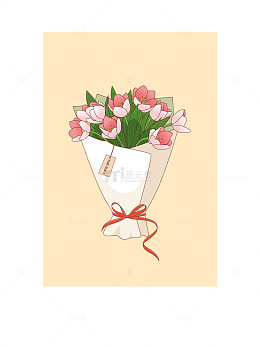 小清新插画花束
