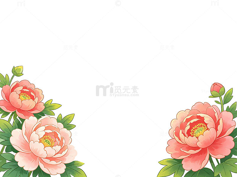 牡丹花边框装饰设计素材