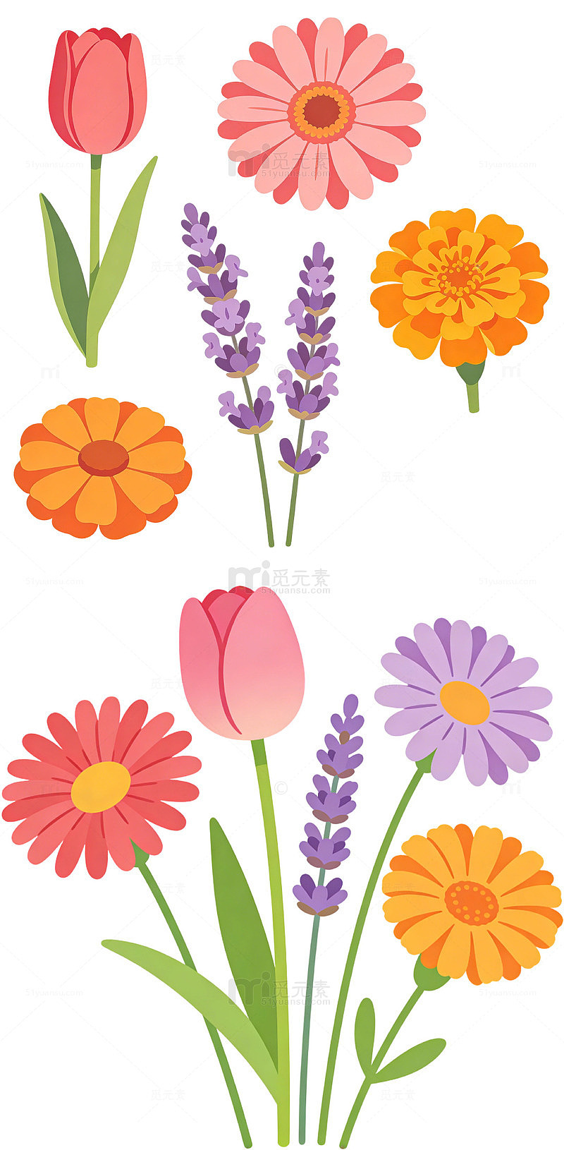 花卉植物卡通扁平风简约