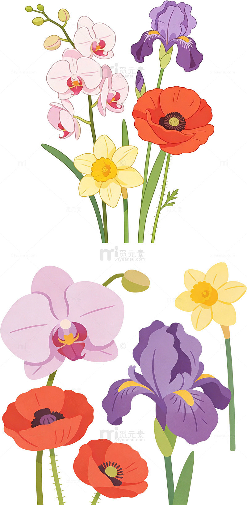 花卉植物卡通扁平花朵元素