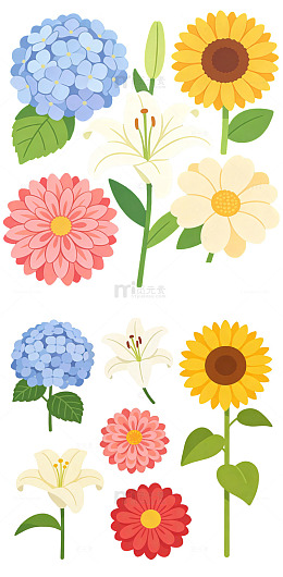花卉植物卡通扁平风