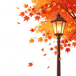 夜景 路灯 卡通 扁平