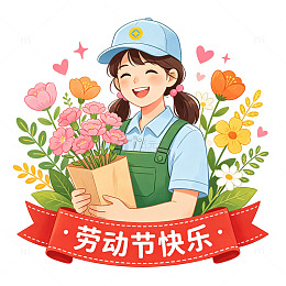 五一劳动节卡通风格劳动节工人插画素材
