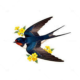 燕子飞花插画