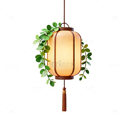 古风灯笼绿植装饰元素