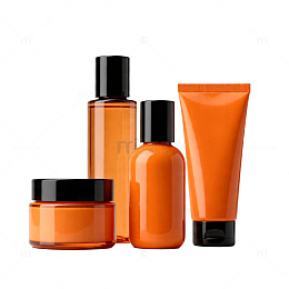 橙色化妆品套装包装设计素材