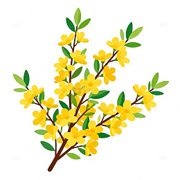 卡通风格迎春花插画素材