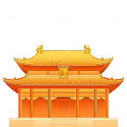 中国风古建筑宫殿矢量插画