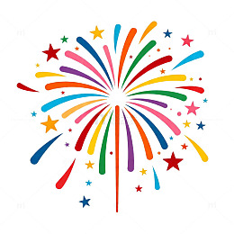 彩虹烟火庆祝图案设计元素