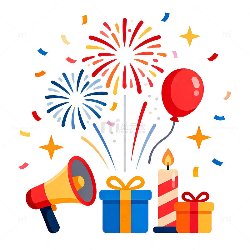 卡通风格节日庆祝元素矢量素材