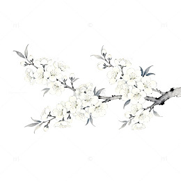 水墨画风格梅花插画设计素材