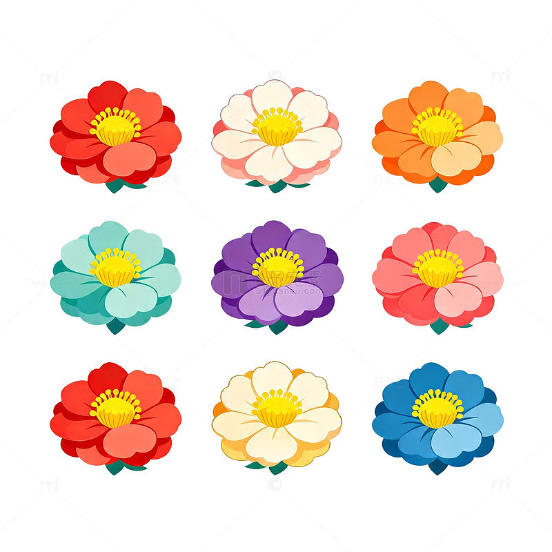 卡通花朵图案设计素材