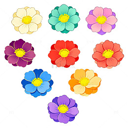 多彩花朵图案设计素材