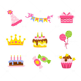 卡通生日派对气氛元素