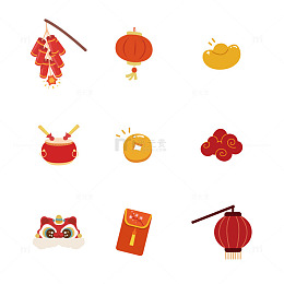 卡通喜庆过年春节装饰元素