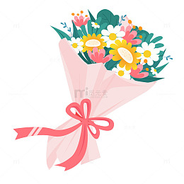 卡通母亲节彩色鲜花花束