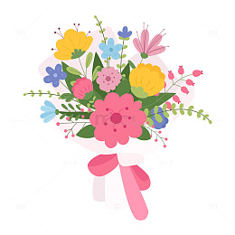 卡通唯美婚礼新娘手捧花花束元素