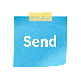 蓝色便签纸上的'Send'字样