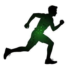 绿色像素风格跑步人物剪影