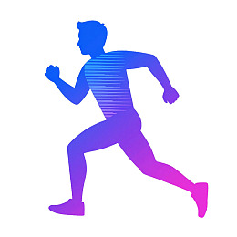 蓝紫渐变色跑步人物剪影