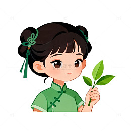 古风少女茶叶插画