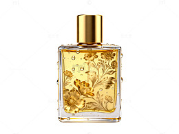 香水瓶精致设计玻璃瓶金色盖装饰花纹