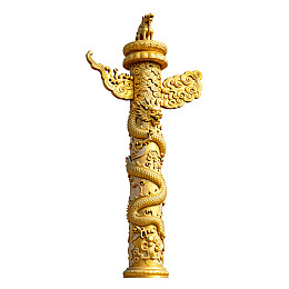金色龙纹柱雕塑图片